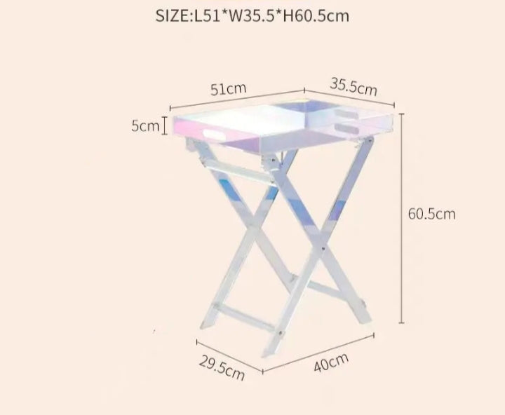 Acrylic Folding Table Iridescent Rainbow